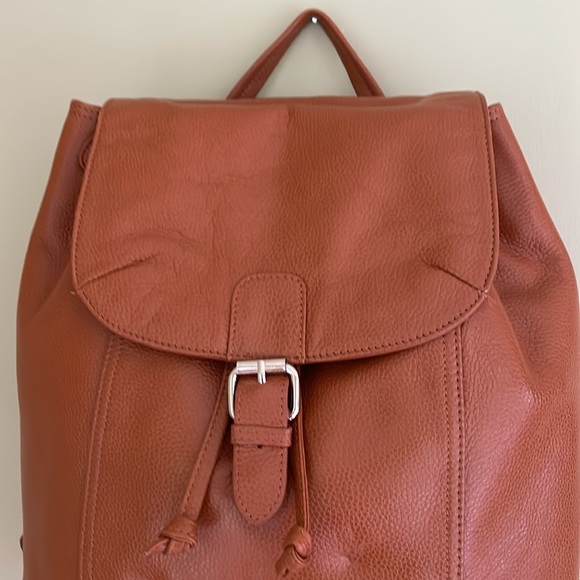 Leather Backpack Drawstring Cognac Zenith Bag - Picture 2 of 12